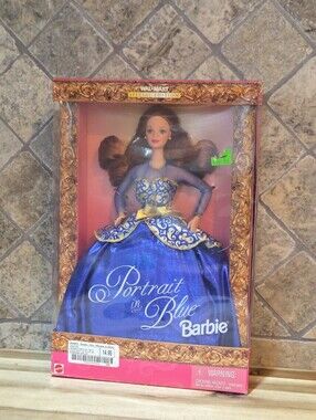 1997 Barbie Portrait in Blue Doll - Blue & Gold Gown